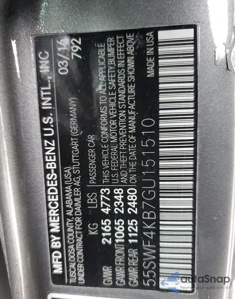 2016 Mercedes-Benz C 300 4Matic из США, поврежденный, VIN 55SWF4KB7GU151510